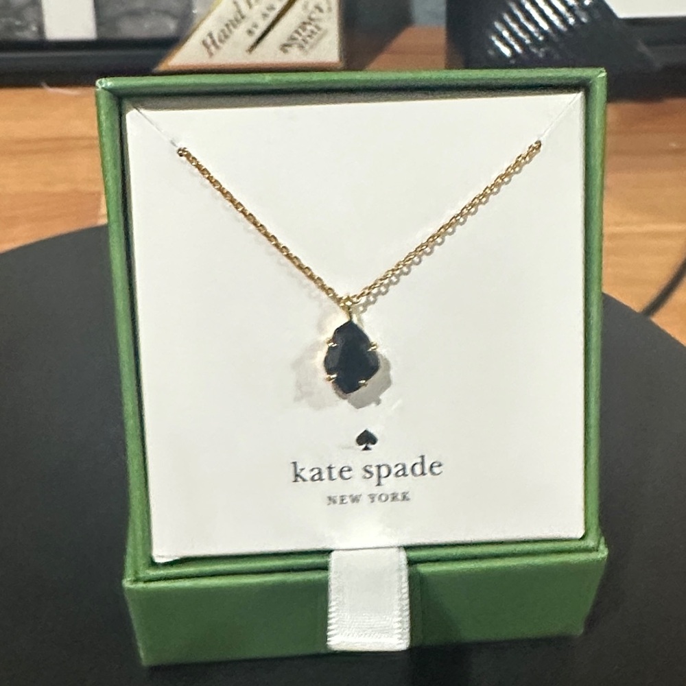 Kate Spade “Treasure Trove” Gold Necklace with Black Pendant